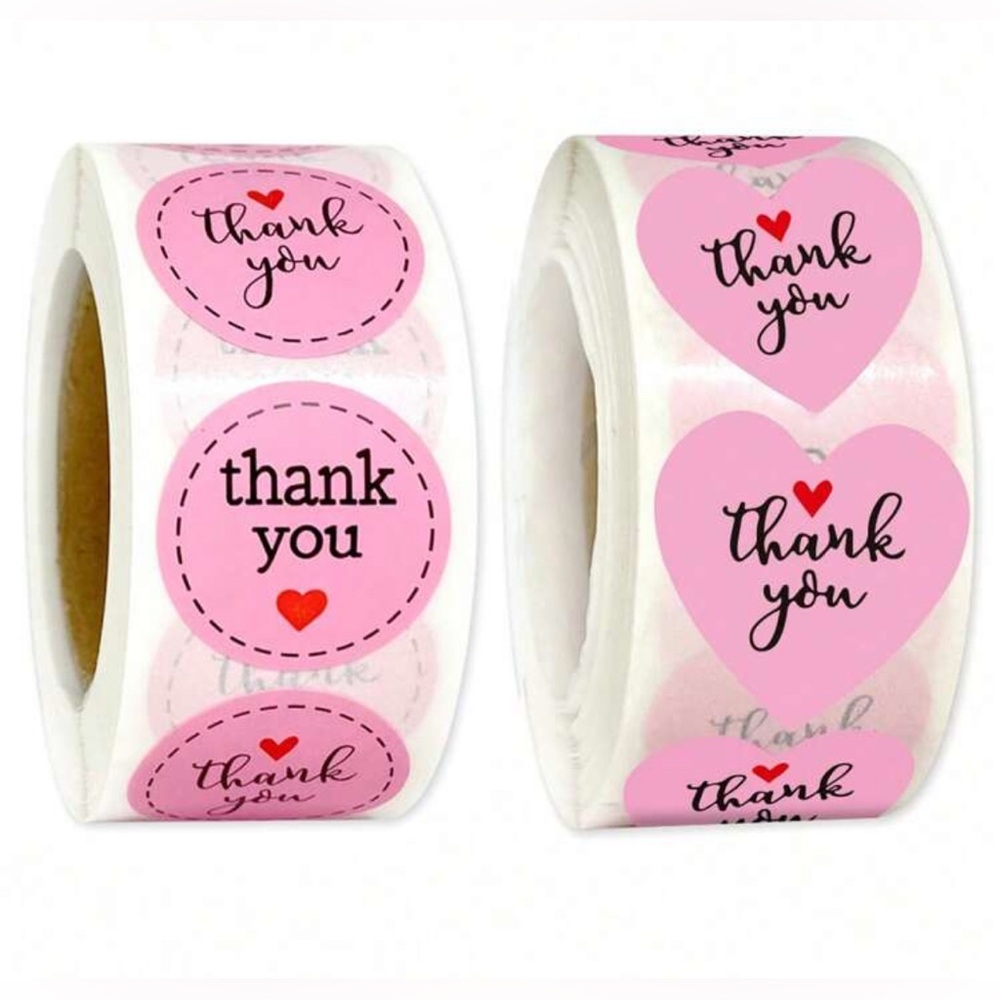 Thank you Stickers - 1 Roll (500 stickers), 1 inch - buyers choice